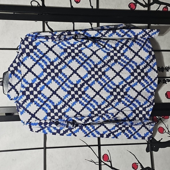 IBKUL Mock Neck Patterned Long Sleeve Zip Top Sonika Size Small NWT - Picture 9 of 10